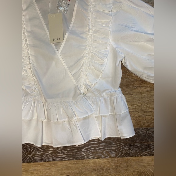 NWT JOIE WOMENS PEPLUM BLOUSE SIZE MEDIUM IN WHITE - Picture 2 of 13